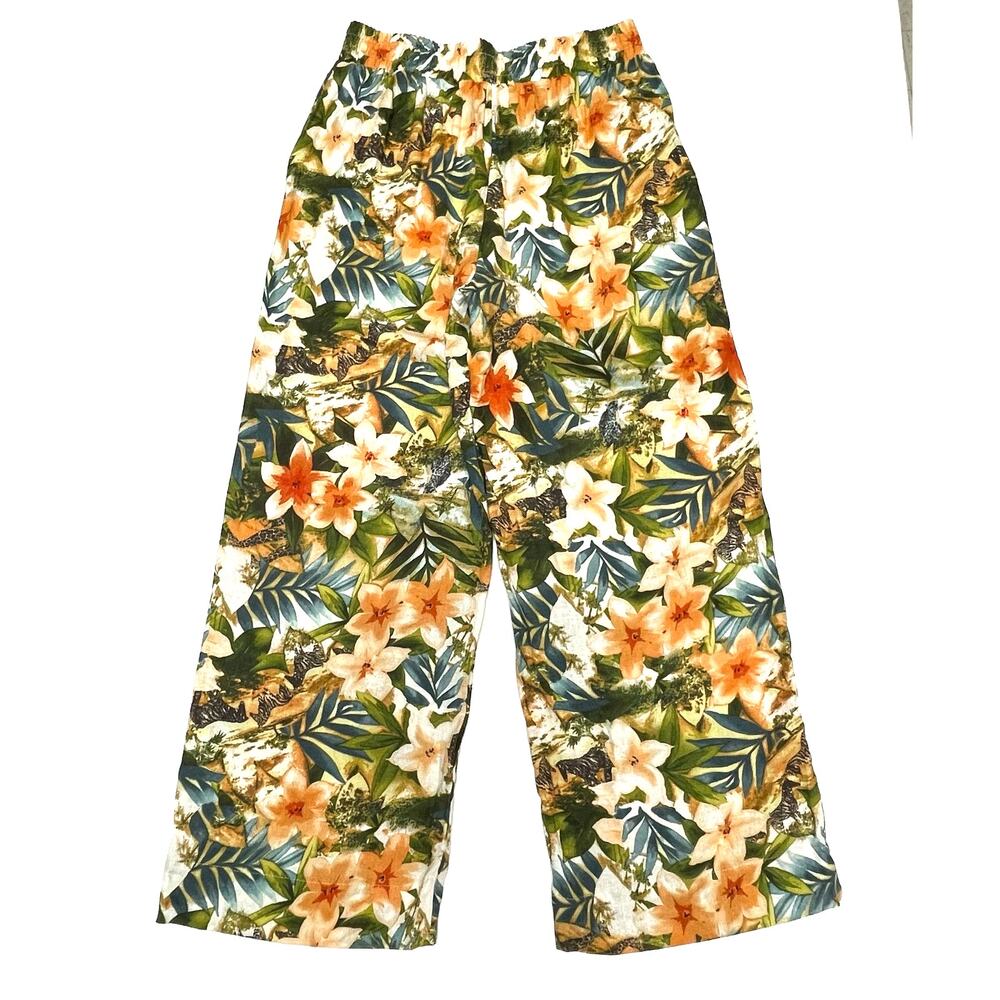 Panama Jack Wide-Leg Trousers, NWT, Size XS, Linen Blend, Tropical Resort Cruise - Picture 2 of 10